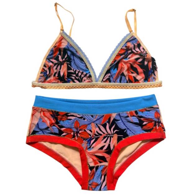 Ensemble lingerie feuille tropical